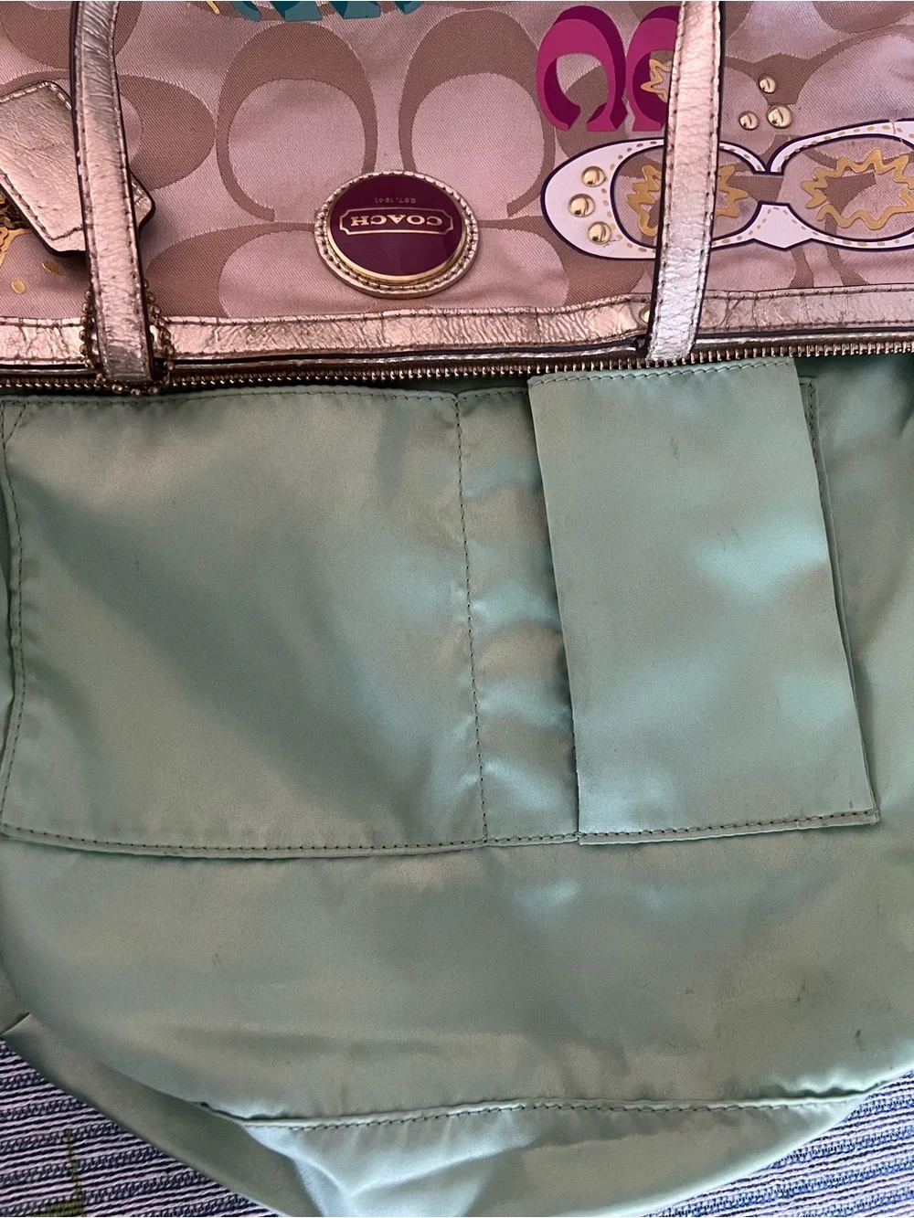 Coach 2011 Gold Signature Tote with Multicolor Graphic Accents - Picture 12 of 14